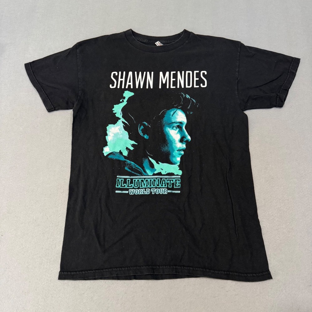 Shawn Mendes T-Shirt Unisex Medium Black Illuminate World Tour 2017 Graphic Tee